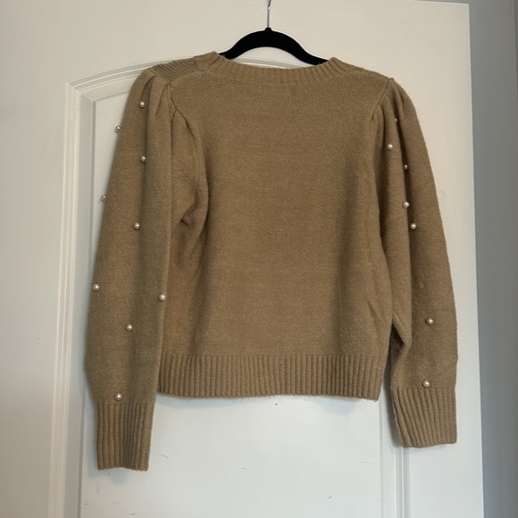 Lush Women’s Tan Pearl Sleeve Sweater - XS - Picture 6 of 6